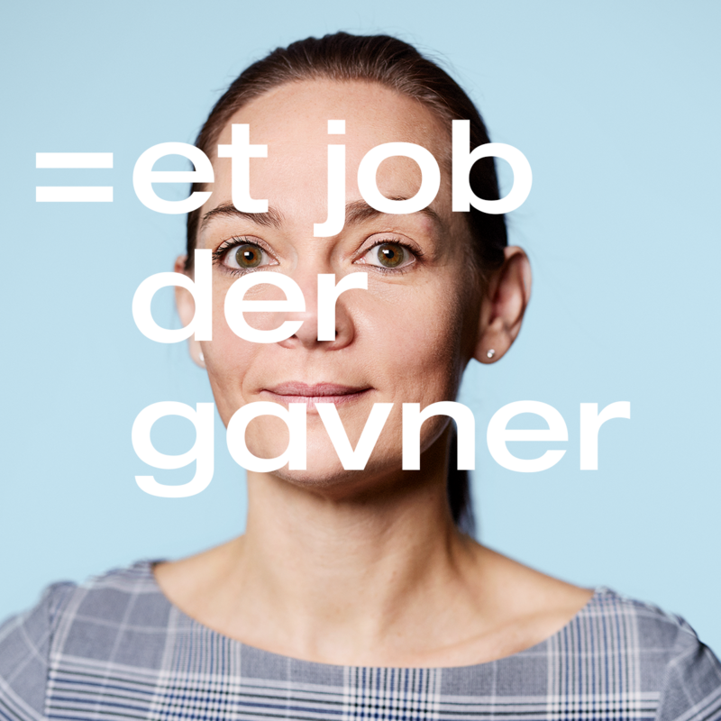 Billede af medarbejder med teksten; et job der gavner 